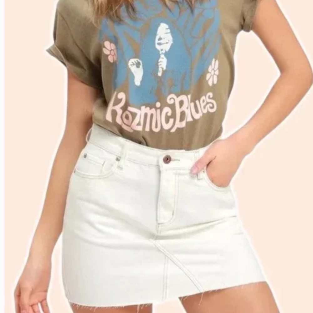 Revolve Pistola Ryder White High-Waisted Denim Mini Skirt